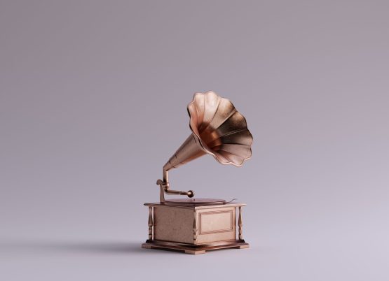 Bronze Vintage Gramophone 3 Quarter Right View 3d illustration 3